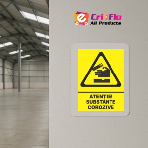Indicator Atentie substante corozive, Sticker autocolant - Img 4