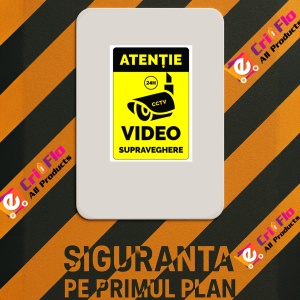Indicator Atentie video supraveghere cctv, Sticker autocolant - Img 3