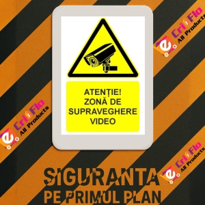 Indicator Atentie zona de supraveghere video indicator de avertizare, Sticker autocolant - Img 3