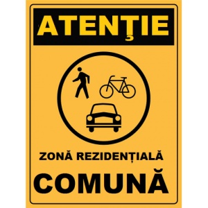 Indicator Atentie zona rezidentiala comuna, Sticker autocolant