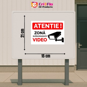 Indicator Atentie zona supravegheata, Sticker autocolant - Img 2