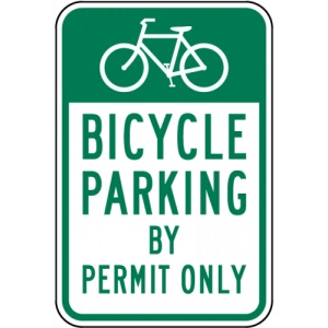 Indicator Bicycle Parking By Permit Only Sign, Sticker autocolant