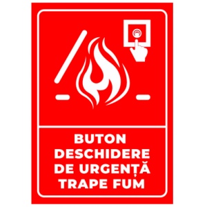 Indicator Buton deschidere de urgenta trape fum, Sticker autocolant