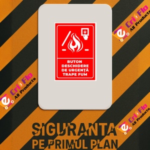 Indicator Buton deschidere de urgenta trape fum, Sticker autocolant - Img 3