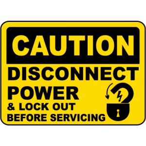 Indicator Caution Disconnect Power Sign, Sticker autocolant