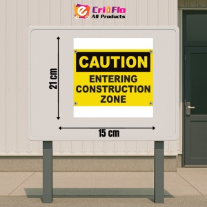 Indicator Caution Entering Construction Zone Sign, Sticker autocolant - Img 2