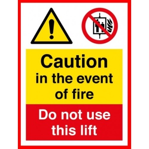 Indicator Caution in the event of fire do not use this lift signs, Sticker autocolant