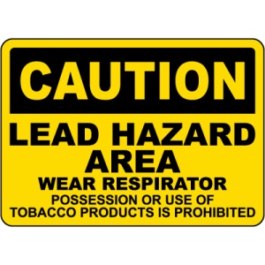 Indicator Caution Lead Hazard Area Wear Respirator Sign, Sticker autocolant