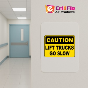 Indicator Caution Lift Trucks Go Slow Sign, Sticker autocolant - Img 4