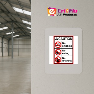 Indicator Caution no smoking no eating no drinking sign, Sticker autocolant - Img 4