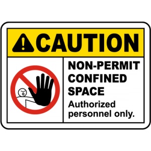 Indicator Caution Non-Permit Confined Space Sign, Sticker autocolant