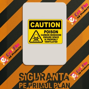 Indicator Caution Poison Carbon Monoxide Sign, Sticker autocolant - Img 2
