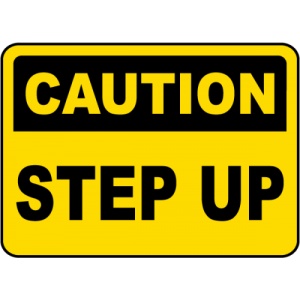 Indicator Caution Step Up Sign, Sticker autocolant