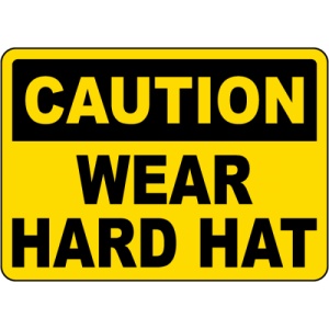 Indicator Caution Wear Hard Hat Sign, Sticker autocolant