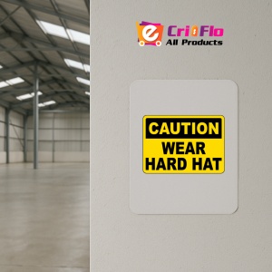 Indicator Caution Wear Hard Hat Sign, Sticker autocolant - Img 3