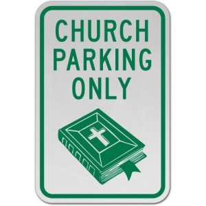 Indicator Church Parking Only, Sticker autocolant
