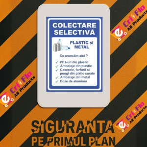 Indicator Colectare selectiva plastic si metal, Sticker autocolant - Img 3