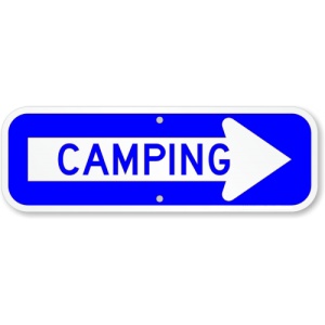 Indicator Cu directie spre camping, Sticker autocolant