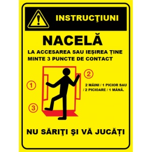 Indicator Cu instructiuni nacela, Sticker autocolant