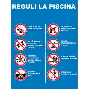 Indicator Cu reguli la piscina, Sticker autocolant
