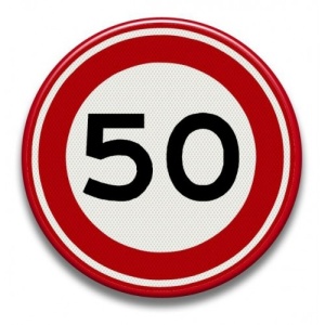 Indicator cu viteza maxima de 20 km la ora, Sticker autocolant