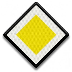 Indicator de circulatie pentru drum cu prioritare, Sticker autocolant