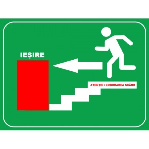 Indicator De iesire coborare pe scari in jos dreapta, Sticker autocolant