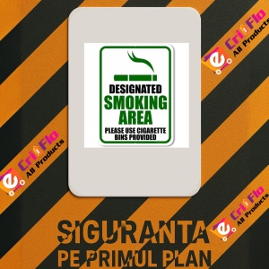Indicator Designated smoking area please use cigarette bins provided, Sticker autocolant - Img 2