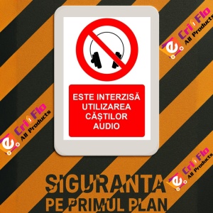 Indicator Este interzisa utilizarea castilor audio indicator de interzicere, Sticker autocolant - Img 3