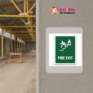 Indicator FIRE EXIT STAIRWAY LEFT SIGN, Sticker autocolant - Img 5