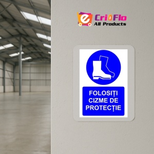 Indicator Folositi cizme de protectie indicator de obligativitate, Sticker autocolant - Img 4