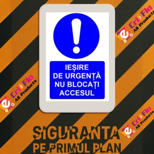 Indicator Iesire de urgenta nu blocati accesul indicator de obligativitate, Sticker autocolant - Img 3