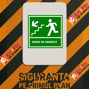 Indicator Iesire de urgenta scari in stanga jos, Sticker autocolant - Img 2