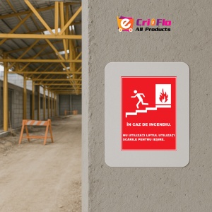 Indicator In caz de incendiu nu utilizati liftul utilizati scarile, Sticker autocolant - Img 5