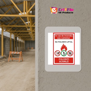 Indicator In caz de incendiu sau cutremur nu folositi liftul folositi scarile, Sticker autocolant - Img 5
