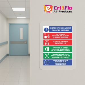 Indicator Inscrtuctiuni de urmat in caz de incendiu, Sticker autocolant - Img 5