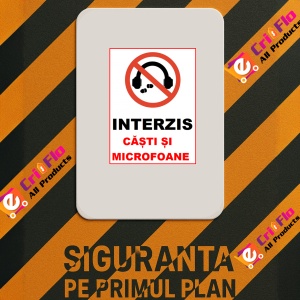 Indicator Interzis casti si microfoane, Sticker autocolant - Img 2