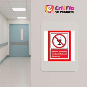 Indicator Interzis consumul de alcool la locul de munca, Sticker autocolant - Img 4