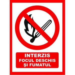 Indicator Interzis focul deschis si fumatul, Sticker autocolant