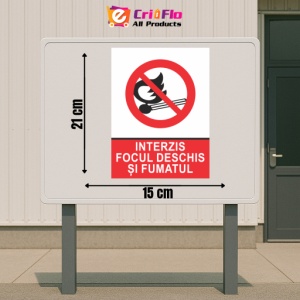 Indicator Interzis focul deschis si fumatul, Sticker autocolant - Img 2