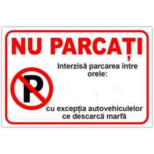 Indicator Interzis parcare intre orele, Sticker autocolant
