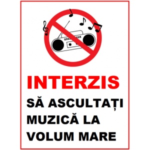 Indicator Interzis sa ascultati muzica la volum mare, Sticker autocolant