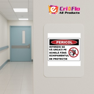 Indicator Interzis sa va urcati pe schela fara echipamentul de protectie, Sticker autocolant - Img 4