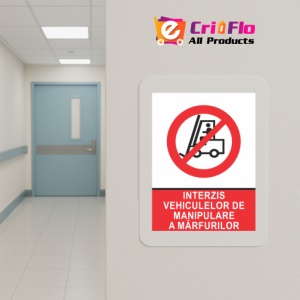 Indicator Interzis vehiculelor de manipulare a marfiii, Sticker autocolant - Img 5