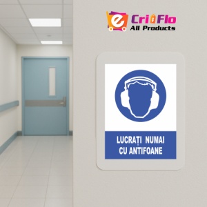 Indicator Lucrati numai cu antifoane, Sticker autocolant - Img 5