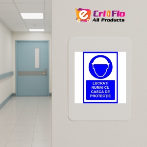 Indicator Lucrati numai cu casca de protectie, Sticker autocolant - Img 4