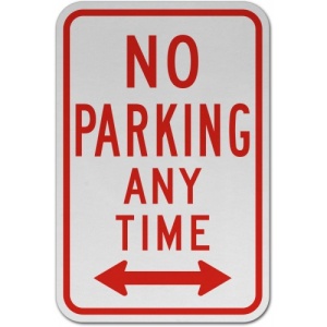 Indicator No Parking Any Time Sign Double Arrow, Sticker autocolant