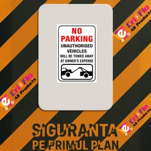 Indicator No parking unauthorised vehicles sign, Sticker autocolant - Img 2