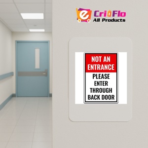 Indicator Not an entrance please enter through back door sign, Sticker autocolant - Img 4
