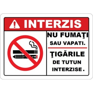 Indicator Nu fumati sau vapati tigarile de tutun sunt interzise, Sticker autocolant